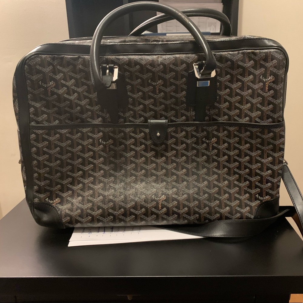Gently used Goyard brown canvas briefcase